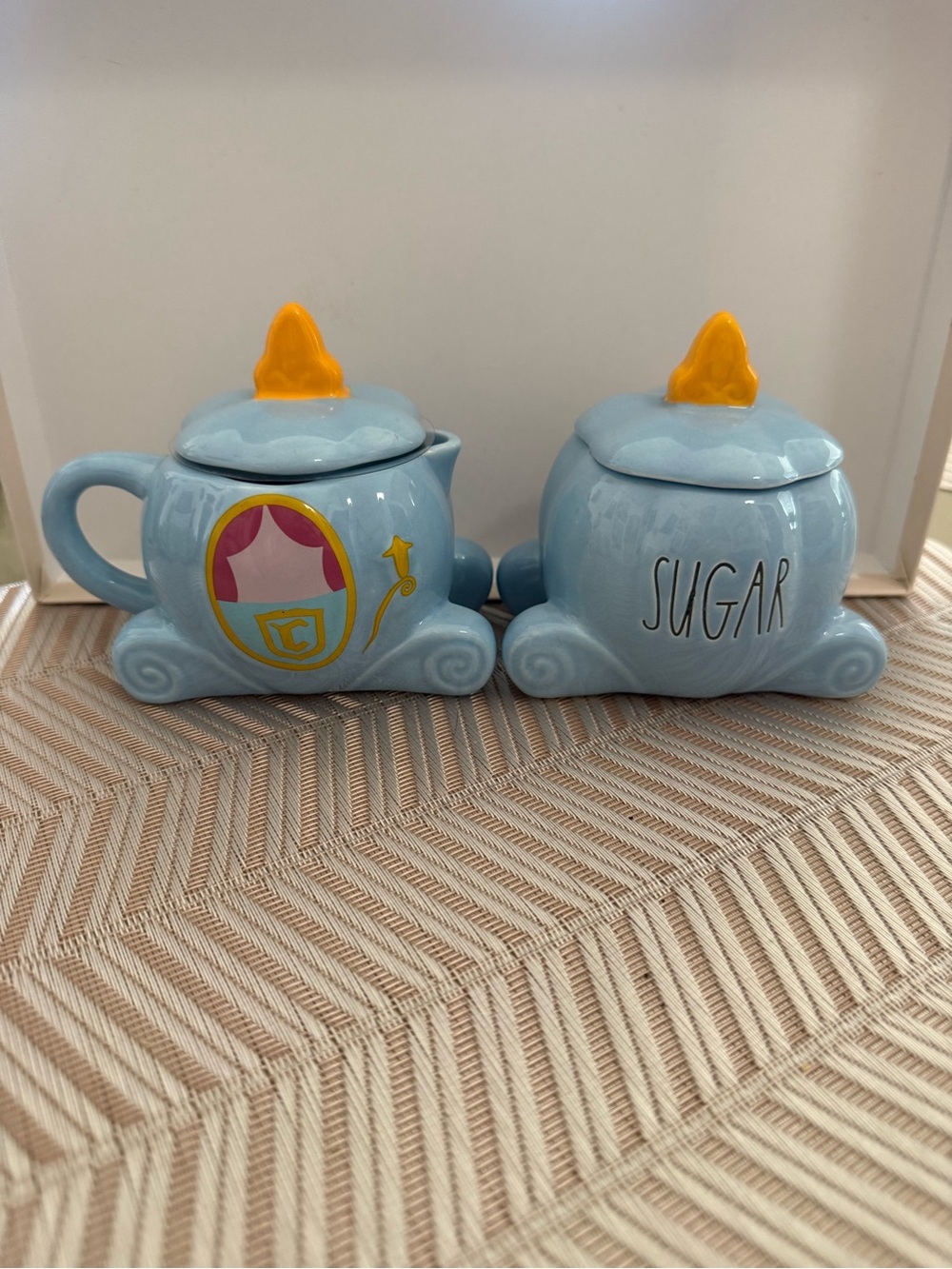 Rae Dunn Disney Princess Cinderella Pumpkin Carriage Cream and Sugar Set